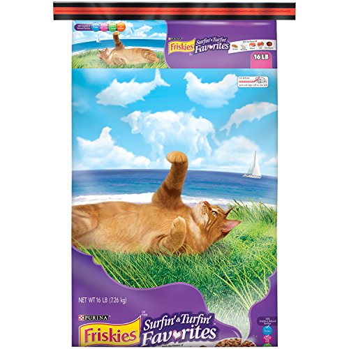 0622013149530 - FRISKIES DRY CAT FOOD, SURFIN' AND TURFIN' FAVORITIES, 16-POUND BAG, PACK OF 1