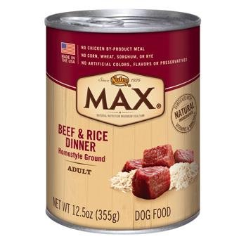 0622013216935 - NUTRO MAX BEEF & RICE DINNER CANNED ADULT DOG FOOD 12.5 OZ. BEEF & RICE CASE OF 12