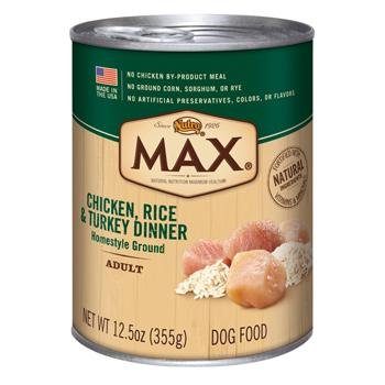 0622013216942 - NUTRO MAX ADULT CANNED DOG FOOD 12.5 OZ. CHICKEN, RICE & TURKEY CASE OF 12