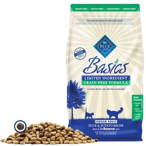 0622113103364 - BLUE BUFFALO BASICS GRAIN FREE ADULT INDOOR CAT DUCK AND POTATO RECIPE DRY FOOD -11 LB