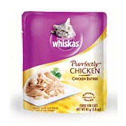 0622113111666 - WHISKAS PURRFECTLY CHICKEN CHICKEN ENTREE IN NATURAL JUICES CAT FOOD POUCHES -CHICKEN, 24 COUNT-3 OZ