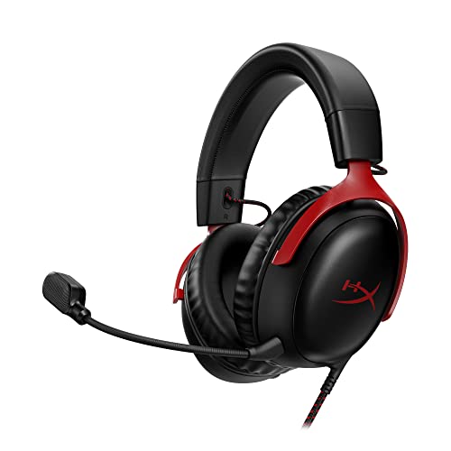 6221243344650 - HYPERX CLOUD III – WIRED GAMING HEADSET, PC, PS5, XBOX SERIES X|S, ANGLED 53MM DRIVERS, DTS SPATIAL AUDIO, MEMORY FOAM, DURABLE FRAME, ULTRA-CLEAR 10MM MIC, USB-C, USB-A, 3.5MM – BLACK/RED
