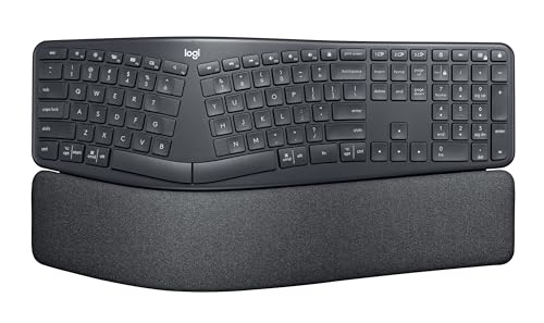 6221243364771 - LOGITECH ERGO K860 WIRELESS ERGONOMIC QWERTY KEYBOARD - SPLIT KEYBOARD, WRIST REST, NATURAL TYPING, STAIN-RESISTANT FABRIC, BLUETOOTH AND USB CONNECTIVITY, COMPATIBLE WITH WINDOWS/MAC,BLACK