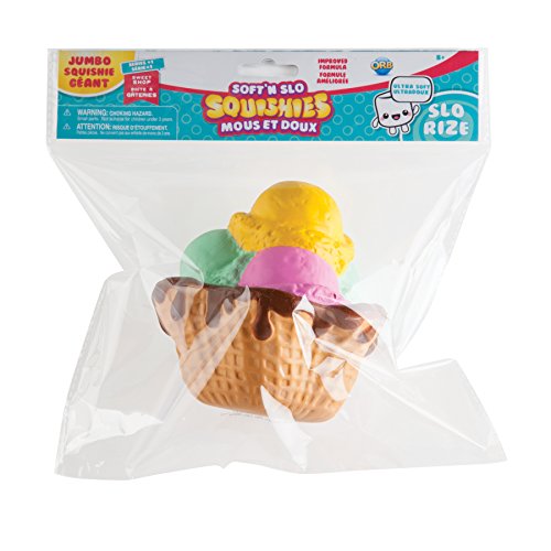 0622222051853 - ORB THE FACTORY MIXED ICE CREAM CONE SOFTN SLO SQUISHIES, YELLOW/GREEN/PINK/BROWN, 10.83 X 9.25 X 3.50