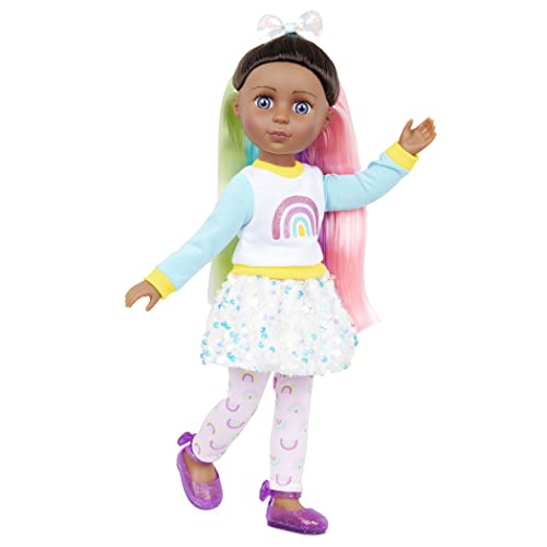 0062243460409 - GLITTER GIRLS – 14-INCH FASHION DOLL – MULTICOLORED HAIR & BLUE EYES – RAINBOW OUTFIT WITH GLITTER SHOES & BOW – BENDABLE ARMS & LEGS – KIDS 3 YEARS + – TORREI