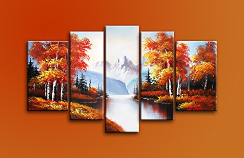 6226168809604 - SR MANGROVE MOUNTAIN 5 PCS/SET 100% HAND PAINTED OIL PAINTINGS HOME DECORATION WITH WOOD FRAMED ARTWORK AND READ TO HANG MODERN CANVAS ART WALL DECOR