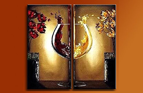 6226168809932 - SR DANCING GLASSES 2 PCS/SET 100% HAND PAINTED OIL PAINTINGS HOME DECORATION WITH WOOD FRAMED ARTWORK AND READ TO HANG MODERN CANVAS ART WALL DECOR
