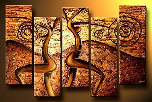 6226168810297 - SR TANGO ROTATION 5 PCS/SET 100% HAND PAINTED OIL PAINTINGS HOME DECORATION WITH WOOD FRAMED ARTWORK AND READ TO HANG MODERN CANVAS ART WALL DECOR