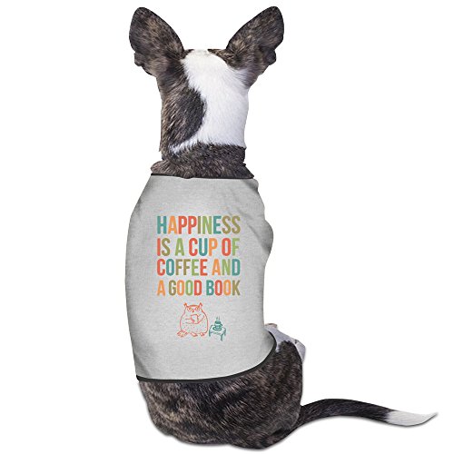 6231225086577 - ZNNY HAPPINESS IS A CUP OF COFFEE AND A GOOD BOOK PET SHIRTS GRAY SMALL