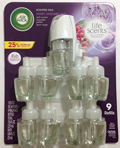 0062338931685 - AIR WICK LIFE SCENTS, 9 LARGER 0.84OZ SCENTED OILS & 1 WARMER - SWEET LAVENDER DAYS
