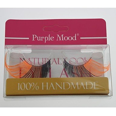 6236545773190 - TINT 1 PAIR PRO HIGH QUALITY HAND MADE SYNTHETIC FIBER HAIR MIXED BLACK AND ORANGE COLOR FALSE EYELASHES CFE472#