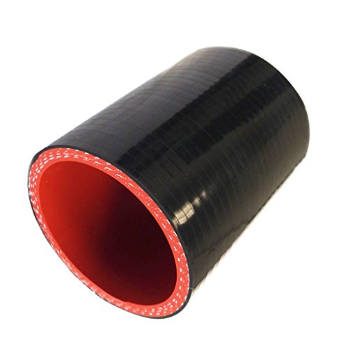 6244318723891 - 2-1/4 57MM BLACK & RED SILICONE HOSE STRAIGHT COUPLER PIPE TURBO 3-PLY