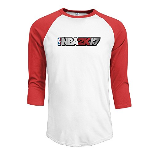 6248736191553 - FASHION MENS NBA 2K17 3/4 SLEEVE BASEBALL T SHIRT X-LARGE RED
