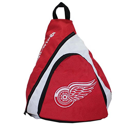 0625158773240 - NHL DETROIT RED WINGS HOCKEY TEAM SLING SHOULDER SPORTS BAG / ATHLETIC BACKPACK ONE SIZE RED
