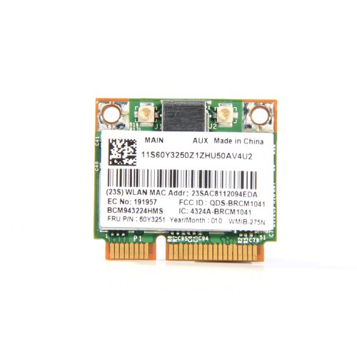 0625485490483 - IBM BROADCOM BCM43224 BCM943224HMS PCI EXPRESS HALF MINI CARD 802.11A/G/N 2.4/5GHZ 300MBPS