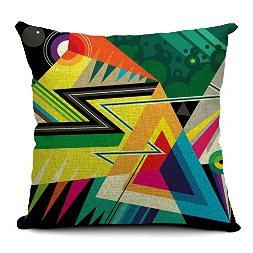 6257562846001 - EURO COTTON LINEN DURABLE HOME SQUARE ABSTRACT GEOMETRIC DECORATIVE THROW PILLOW COVER ACCENT CUSHION COVER PILLOW SHELL BED PILLOW CASE 18 BY 18 INCHES (B)