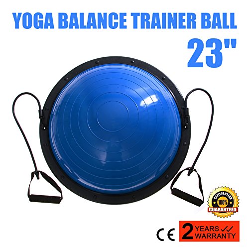 6259359930276 - VEVOR BALANCE TRAINER BALL 23 INCH BALANCE TRAINER BLUE BALANCE BALL YOGA FITNESS STRENGTH EXERCISE WORKOUT WITH RESISTANCE BANDS AND PUMP