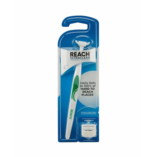 0062600962706 - REACH® LISTERINE ULTRACLEAN ACCESS FLOSSER STARTER KIT | DENTAL FLOSSERS | REFILLABLE FLOSSER | EFFECTIVE PLAQUE REMOVAL | 1 HANDLE WITH 8 REFILL HEADS | 1 PACK, PACKAGE MAY VARY