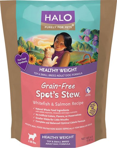 0626211259688 - HALO PURELY FOR PETS SPOT'S STEW® HEALTHY WEIGHT FOR SMALL & TOY BREED ADULT DOGS WHITEFISH & SALMON -- 4 LBS