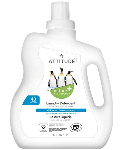 0626232120400 - ATTITUDE NATURAL LIQUID LAUNDRY DETERGENT, PLANT- AND MINERAL-BASED EFFICIENT FORMULA, HYPOALLERGENIC, HE, VEGAN AND CRUELTY-FREE, WILDFLOWERS, 67.6 FL OZ, 40 LOADS