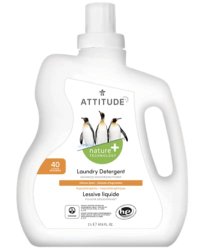 0626232120424 - ATTITUDE NATURAL LIQUID LAUNDRY DETERGENT, PLANT- AND MINERAL-BASED EFFICIENT FORMULA, HYPOALLERGENIC, HE, VEGAN AND CRUELTY-FREE, CITRUS ZEST, 67.6 FL OZ, 40 LOADS