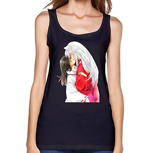 6262347640187 - CRYSTAL WOMEN'S INUYASHA AND KAGOME PRE-COTTON DESIGN TANK TOP BLACK US SIZE S