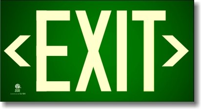 0626570615361 - PHOTOLUMINESCENT EXIT SIGN GREEN - CODE APPROVED UL 924/IBC 2012/NFPA 101 2012