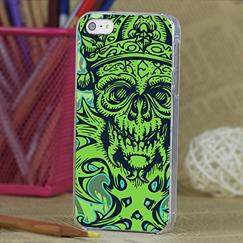 0627104111731 - 3D EMBOSSED FEEL GREEN SKULL PATTERN PC CASE FOR THE IPHONE 5 AND 5S DESIGN IS TEXTURED