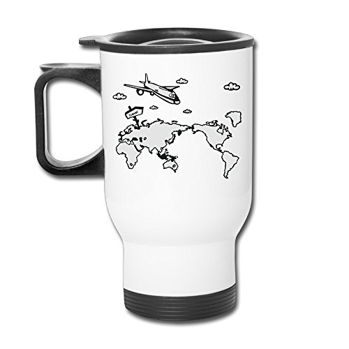 6271100013724 - PLANE AROUND THE WORLD TRAVEL BLANK MUG WATER COFFEE AND TEA 11OZ WHITE