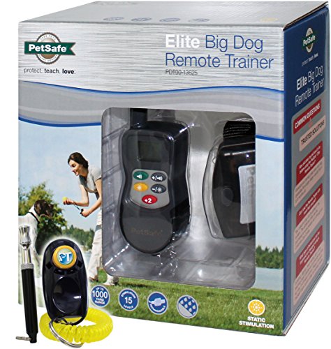 0627164163626 - BUNDLE OF 2 ITEMS - PETSAFE - PDT00-13625 - ELITE BIG DOG RECHARGEABLE STATIC REMOTE TRAINER WITH PETSTEK DOG TRAINING CLICKER AND DOG WHISTLE