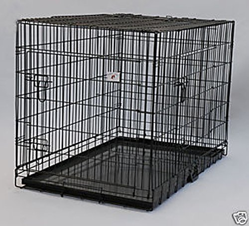 0627837485222 - EXTRA LARGE 48 FOLDING PET DOG CAT CRATE CAGE KENNEL WITH PLASTIC TRAY *BLACK*