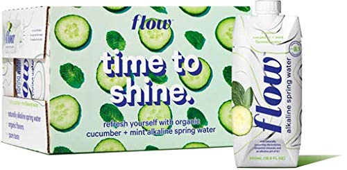 0628055430049 - FLOW ALKALINE SPRING WATER, ORGANIC CUCUMBER + MINT, 100% NATURAL ALKALINE WATER PH 8.1, ELECTROLYTES + ESSENTIAL MINERALS, ECO-FRIENDLY PACK, 100% RECYCLABLE, BPA-FREE, NON-GMO, PACK OF 12X500ML