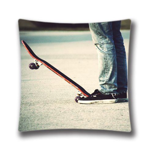 6281663978248 - GENERIC DECORATIVE TWIN SIDES THROW PILLOW COVER PILLOWCASE CUSHION COVER SKATEBOARD 18X18