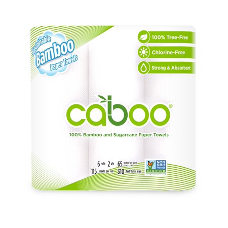 0628451738084 - BAMBOO PAPER TOWELS BY CABOO | ALL NATURAL TREE FREE PAPER PRODUCT | ORGANIC BAMBOO AND SUGARCANE PULP | BIG ROLLS | 115 SHEETS 2 PLY 6 PACK