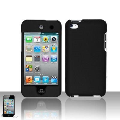 0628569324919 - BLACK RUBBERIZED HARD SNAP-ON SKIN CASE COVER ACCESSORY FOR IPOD TOUCH 4TH GENERATION 4G 4 8GB 32GB 64GB NEW BY ELECTROMASTER