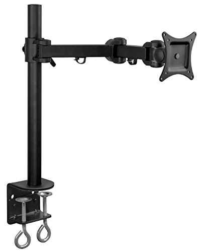0628586571808 - MOUNT-IT! MI-751 SINGLE LCD MONITOR DESK MOUNT STAND ADJUSTABLE ARTICULATING FULL MOTION SAMSUNG SONY LG ACER DELL HP ASUS INSIGNIA 17 19 20 22 23 24 25 27 VESA 75X75 AND 100X100, C-CLAMP, BLACK