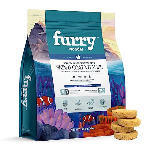 0628634377826 - FURRY WONDER FREEZE DRIED RAW CAT FOOD GRAIN FREE MIGHTY NUGGETS FOR CATS 16OZ HIGH PROTEIN CAT FOOD FOR ALL BREEDS AND LIFE STAGES (16 OUNCE (453G), SKIN & COAT VITALIZE)