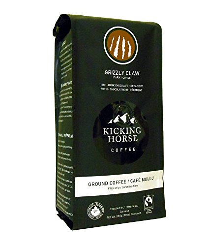 0629070900128 - KICKING HORSE GROUND COFFEE, GRIZZLY CLAW DARK ROAST, 10 OUNCE