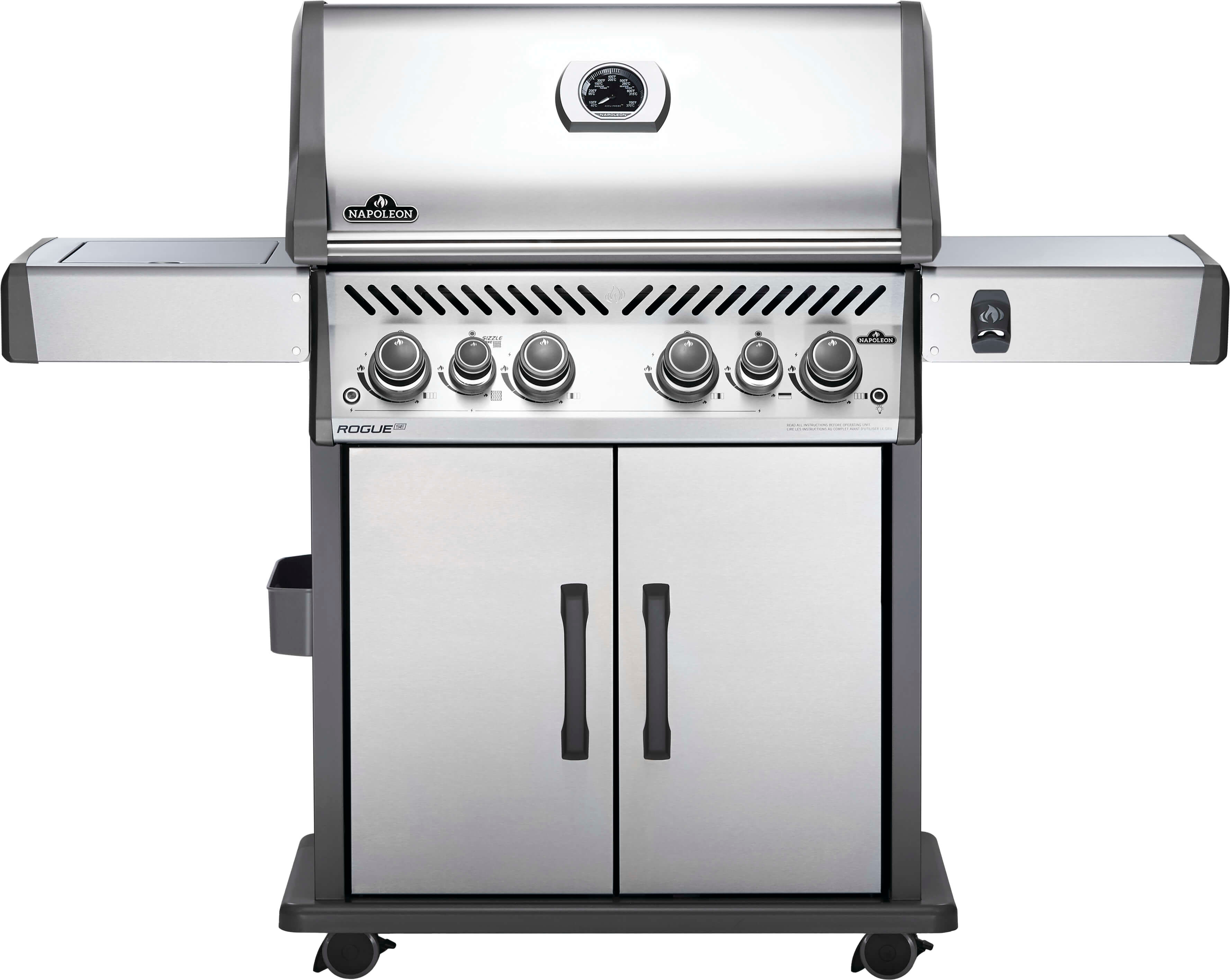 0629162146298 - NAPOLEON - ROGUE SE 525 PROPANE GAS GRILL WITH INFRARED REAR AND SIDE BURNERS AND BONUS COVER, STAINLESS STEEL - STAINLESS STEEL