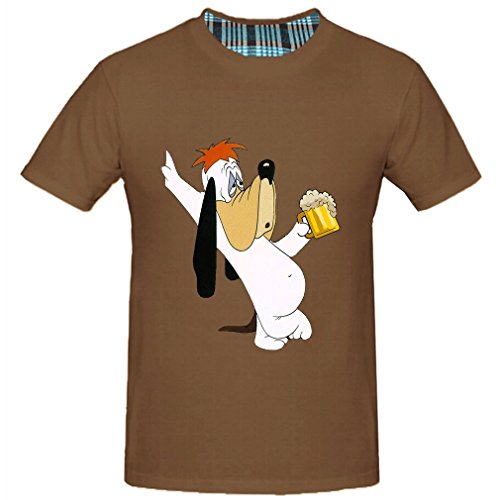 6292897904040 - SCORPIO-IO MEN'S DROOPY DOG HOLDING CUP T-SHIRT (CHOCOLATE SMALL)