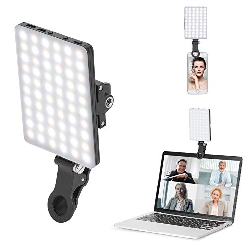 6294019377831 - NEWMOWA 60 LED HIGH POWER RECHARGEABLE CLIP FILL VIDEO CONFERENCE LIGHT WITH FRONT & BACK CLIP, ADJUSTED 3 LIGHT MODES FOR PHONE, IPHONE, ANDROID, IPAD, LAPTOP, FOR MAKEUP, TIKTOK, SELFIE, VLOG