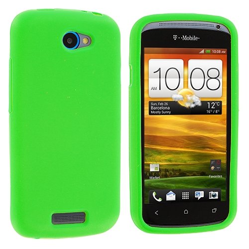 0629910051843 - NEON GREEN SILICONE RUBBER GEL SOFT SKIN CASE COVER FOR HTC ONE S / VILLE