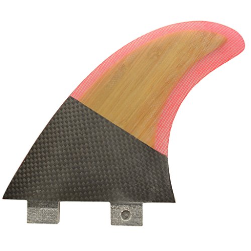 0630124284132 - PROMAX HIGH PREFORMANCE CORE /FCS PC-7 BAMBOO WITH FIBERGLASS CARBON/PINK WITH BAMBOO (M SIZE)-SURFBOARD FINS 3PCS TRUSTERS FOR SHORTBOARD SURFBOARD