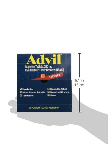 0630125949269 - ADVIL PAIN RELIEVER, INDIVIDUAL SEALED 2 TABLETS IN A PACKET (BOX OF 50 PACKETS)