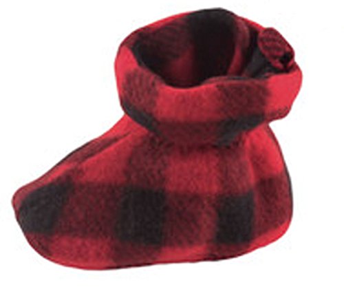 0630158664412 - SCOOTIES SOFT FLEECE BOOTIES BY LUVABLE FRIENDS,0 - 6 MONTHS,BLACK/RED PLAID