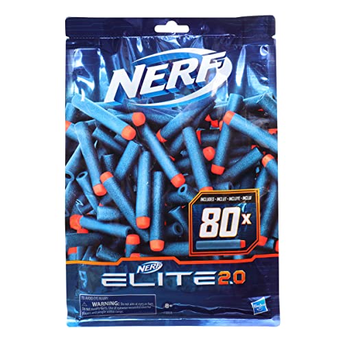 0630509976454 - NERF ELITE 2.0 DART REFILL, 80 ELITE DARTS, COMPATIBLE WITH ALL BLASTERS THAT USE ELITE DARTS, KIDS OUTDOOR GAMES