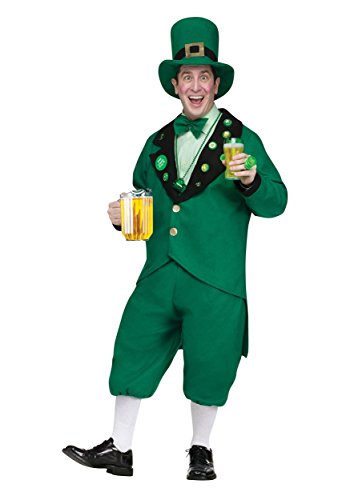 0063079938605 - FUNWORLD MENS FUNNY ST PAT PUB LEPRECHAUN JACKET KNICKERS HAT AND TIE COSTUME, ONE SIZE