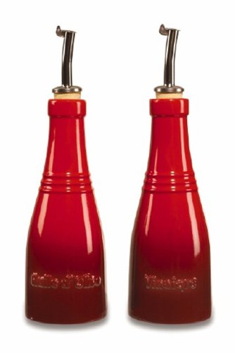 0630870007177 - LE CREUSET STONEWARE OIL AND VINEGAR SET, RED