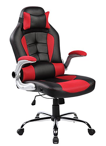 0630987055269 - MERAX HIGH-BACK ERGONOMIC PU LEATHER OFFICE CHAIR RACING STYLE SWIVEL CHAIR COMPUTER DESK LUMBAR SUPPORT CHAIR NAPPING CHAIR