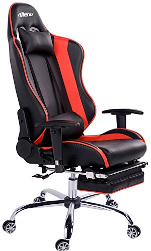 0630987056259 - MERAX MULTI-DIRECTIONAL ERGONOMIC DESIGN OFFICE CHAIR LUMBOR SUPPORT CHAIR PU LEATHER NAPPING CHAIR GAMING RACING CHAIR BALCK AND RED (HIGH BACK 8)